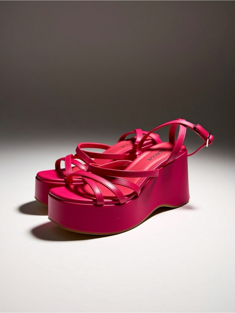 Women's Hot Pink Platform Strappy Sandals - 5.5